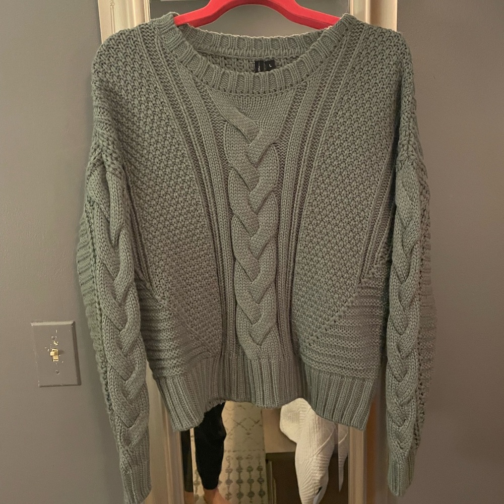 Cropped Knit Sweater Green/Blue Size L
